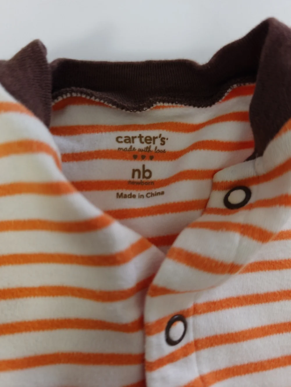 Carter's Orange and White Striped Footie with Puppy Applique
